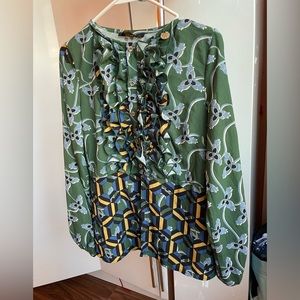 Roberta Biagi Long Sleeve Blouse, Ruffle Detail, Size XS, never worn.